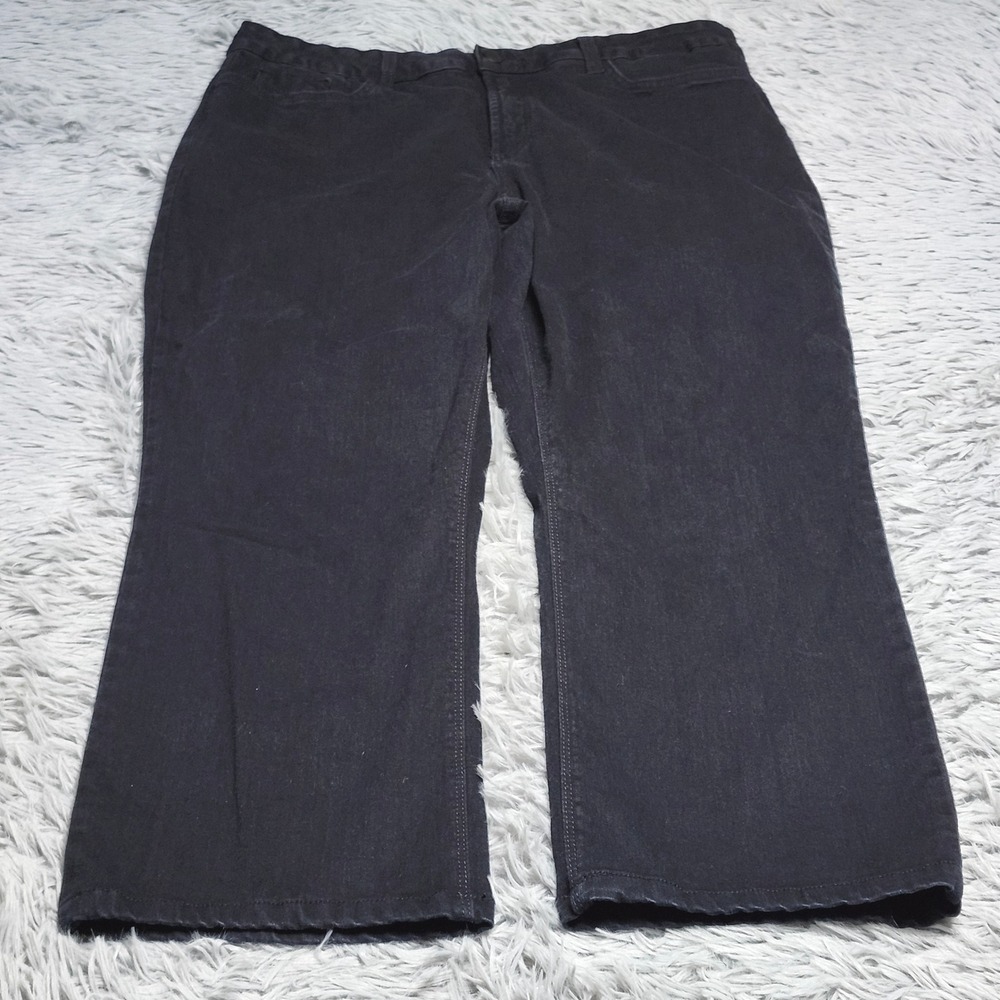 NYDJ Jeans Womens 16 Straight Leg Black Stretch Cotton Blend Lift Tuck Cropped